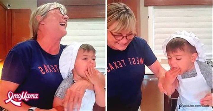 Watch as a Grandma Can't Stop Laughing as Her Grandson Tries to Eat the Cookie Mix Ingredients