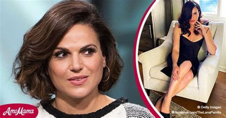 Check Out Lana Parrilla's Dramatic Look & Killer Legs in This Black Slip Dress with High Heels