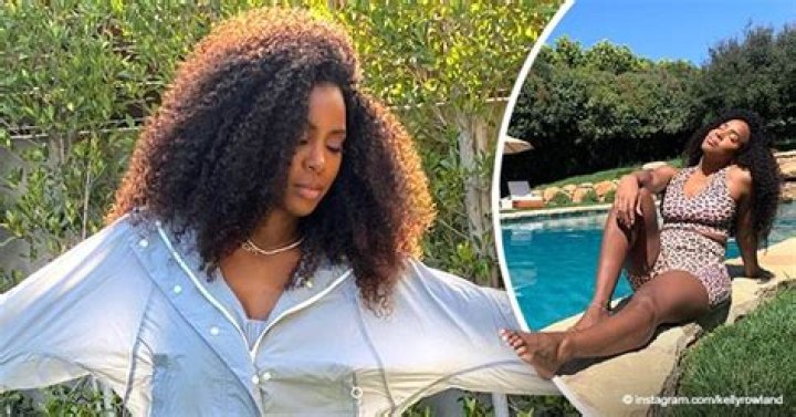 Kelly Rowland Relaxes While Sunbathing Next to a Pool in a Trendy Animal-Print Ensemble