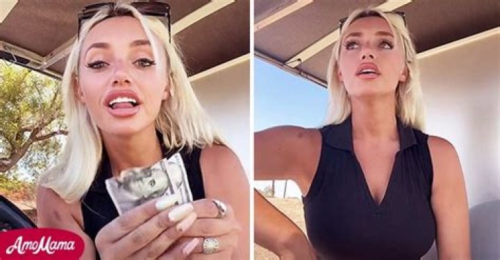 Man Tips Cart Girl with Ripped $100 Bills & Offers to Give the Other Halves on a Date