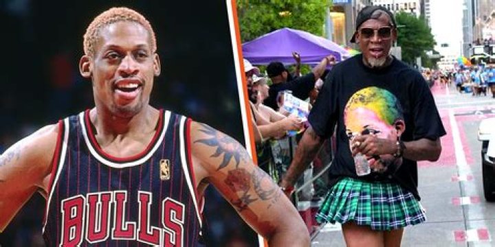 Ex-NBA Star Dennis Rodman Wears Plaid Mini-Skirt at a Pride Parade