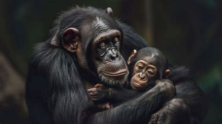 Heartwarming moment young chimpanzee is reunited with 'foster parents'